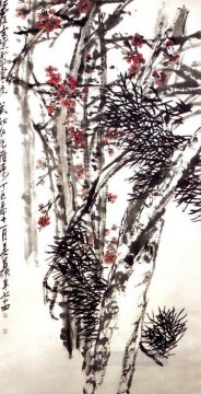 Chino Painting - Pino Wu Cangshuo y flor de ciruelo en China tradicional
